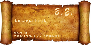 Baranya Erik névjegykártya